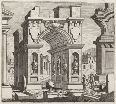 Architektonische Fantasie mit einem Triumphbogen von Giuseppe Antonio Landi