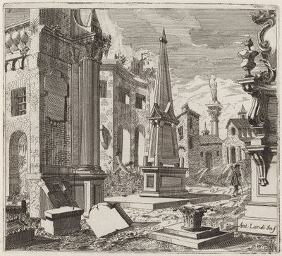 Fantastische Stadtlandschaft mit Ruinen von Giuseppe Antonio Landi