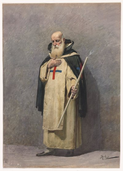 Ein älterer Priester stehend von Giuseppe Aureli