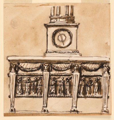 Konsolentisch mit Uhr von Giuseppe Barberi