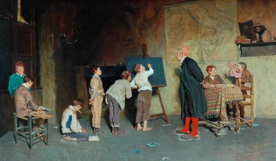 Eine italienische Dorfschule, 1888 von Giuseppe Costantini