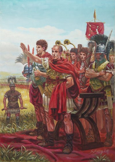 Julius Caesar grüßt seine siegreiche Armee von Giuseppe Rava
