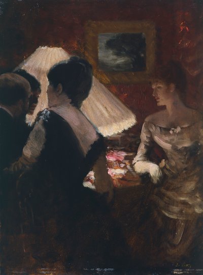 Um den Lampenschirm von Giuseppe or Joseph de Nittis