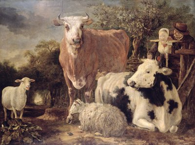 Hirte und Hirtin mit Vieh, um 1647 von Govert Dircksz. Camphuysen
