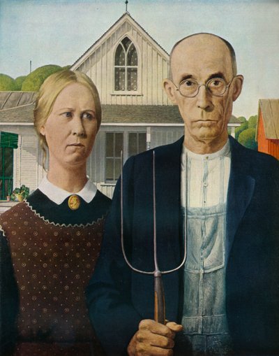 Amerikanische Gotik, 1930 von Grant Wood