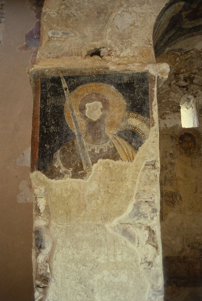 Beschädigte Fresken in der Kirche der Panayia von Greek