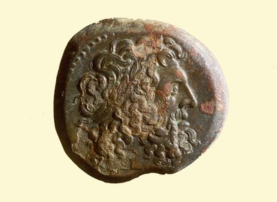 Hellenistische Münze mit dem Kopf des Zeus von Greek