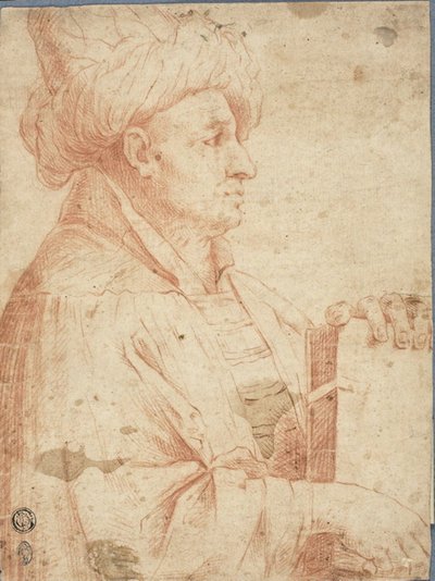 Büste eines Mannes mit Turban und Buch von Guercino