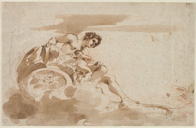 Venus und Amor in einem Wagen von Guercino