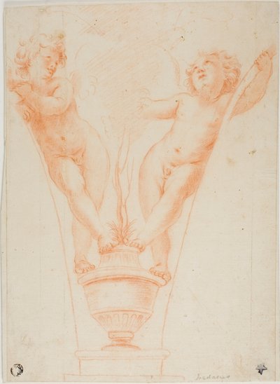 Zwei Putti mit Topfpflanze von Guido Reni