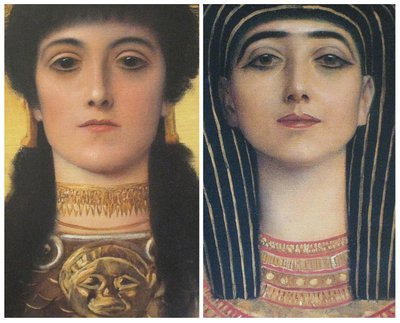 Antikes Griechenland und Antikes Ägypten, Detail Köpfe von Athena und Isis von Gustav Klimt