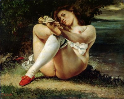 Frau in weißen Strümpfen, ca. 1861 von Gustave Courbet