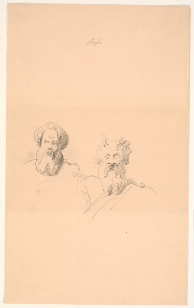 Zwei bärtige Studienköpfe. Einer für Moses von H.W. Bissen