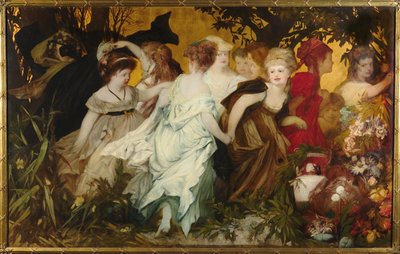 Moderne Amoretti, Triptychon, linkes Panel, 1868 von Hans Makart