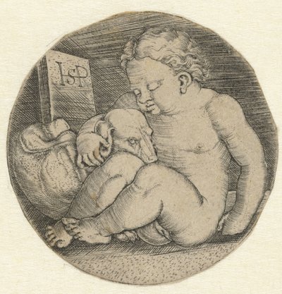 Nacktes Mädchen mit einem Hund von Hans Sebald Beham