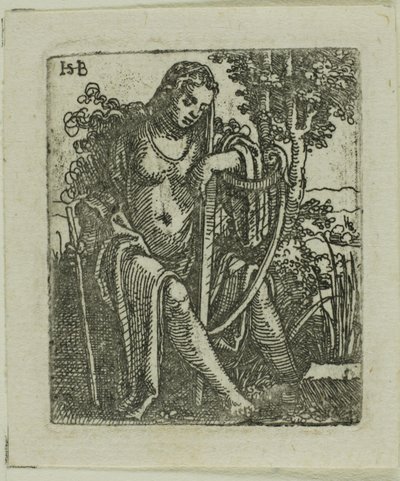 Frau mit einer Harfe von Hans Sebald Beham