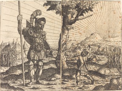 David und Goliath, 1551 von Hans Sebald Lautensack