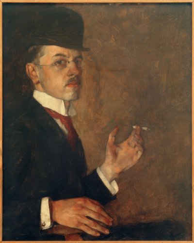 Selbstbildnis mit Zigarette von Hans Sutter