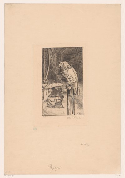 Papegaai und vier Figuren von Hans Thoma