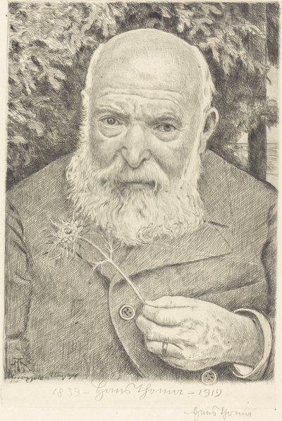 Selbstporträt VI mit Blume von Hans Thoma