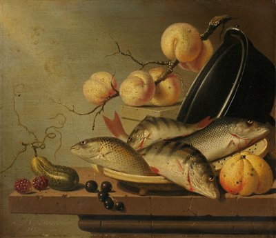 Stillleben mit Fisch und Obst von Harmen Steenwijck