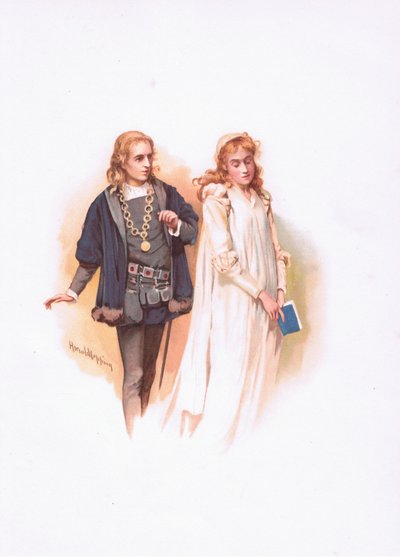 Hamlet und Ophelia, Illustration aus Hamlet von Harold Copping