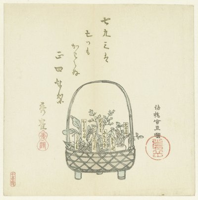 Ein Korb mit jungen Trieben von Hasegawa Settan