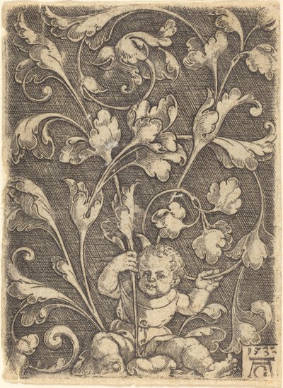 Schmuckrolle mit sitzendem Kind, 1532 von Heinrich Aldegrever