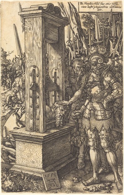 Titus Manlius enthauptet seinen Sohn von Heinrich Aldegrever