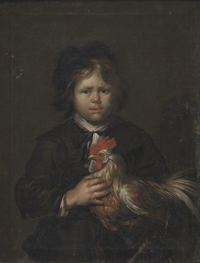 Ein Bauernjunge mit einem Hahn von Heinrich Dittmers