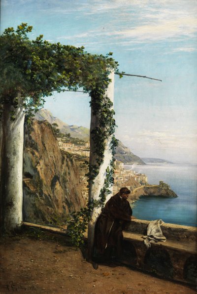 Mönch an der Küste von Amalfi von Heinrich Gogarten