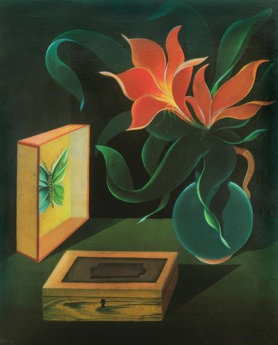 Stilleben mit Pflanze und Schmetterling von Heinrich Hoerle