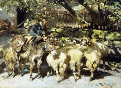 Ein Hirte mit seiner Herde von Heinrich Johann von Zugel
