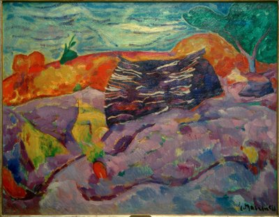 Landschaft mit Holzstoß von Heinrich Nauen