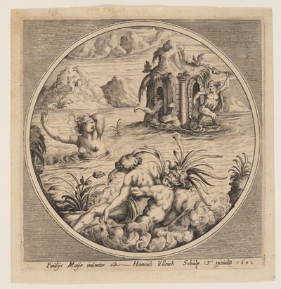Mythologisches Meeresmotiv in einem Rundbild von Heinrich Ulrich