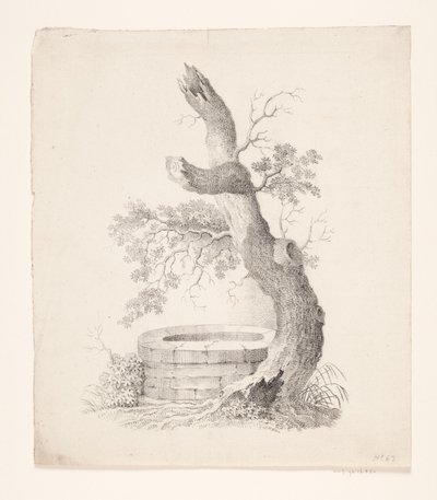 Ein alter Baum an einem Brunnen von Heinrich Wenzler