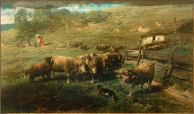 Schafe am Gatter von Heinrich von Zügel