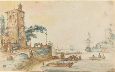 Szene mit einem Turm links von Hendrick Avercamp