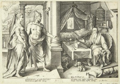 Jupiter und Juno konsultieren Teiresias von Hendrick Goltzius
