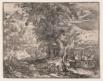 Landschaft mit einem Hirtenpaar von Hendrick Goltzius