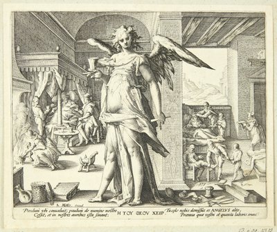 Der Arzt als Engel von Hendrick Goltzius