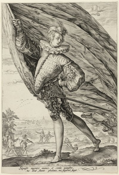 Der Fahnenträger, nach links gewandt von Hendrick Goltzius