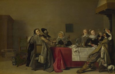 Eine fröhliche Gesellschaft am Tisch, 1630 von Hendrik Gerritsz. Pot