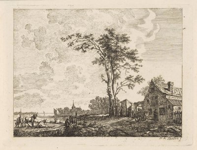 Landschaft mit Haus an einem Fluss von Hendrik Marcus Schouten