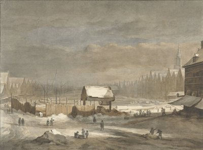 Das Damrak im Winter von Hendrik Pothoven