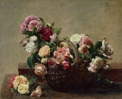 Korb mit Rosen von Ignace Henri Jean Fantin Latour
