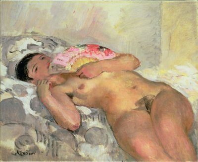 Nackte Frau mit einem Fächer von Henri Lebasque