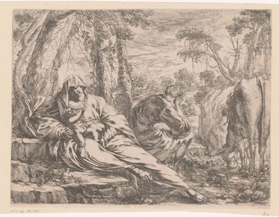 Ruhe auf der Flucht nach Ägypten von Henri Mauperché (possibly)