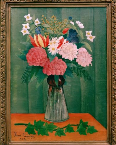 Blumenstrauß mit Efeuzweig von Henri Rousseau