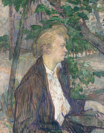 Frau im Garten sitzend von Henri de Toulouse Lautrec